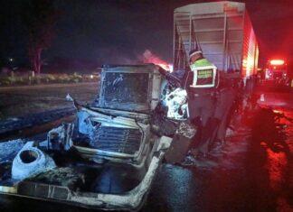 Se incendia trailer esta madrugada en la México-Querétaro altura San Juan del Río