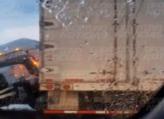 Tráiler pierde el control e impacta contra la barra de contención en la autopista México-Querétaro a la altura de San Juan del Río